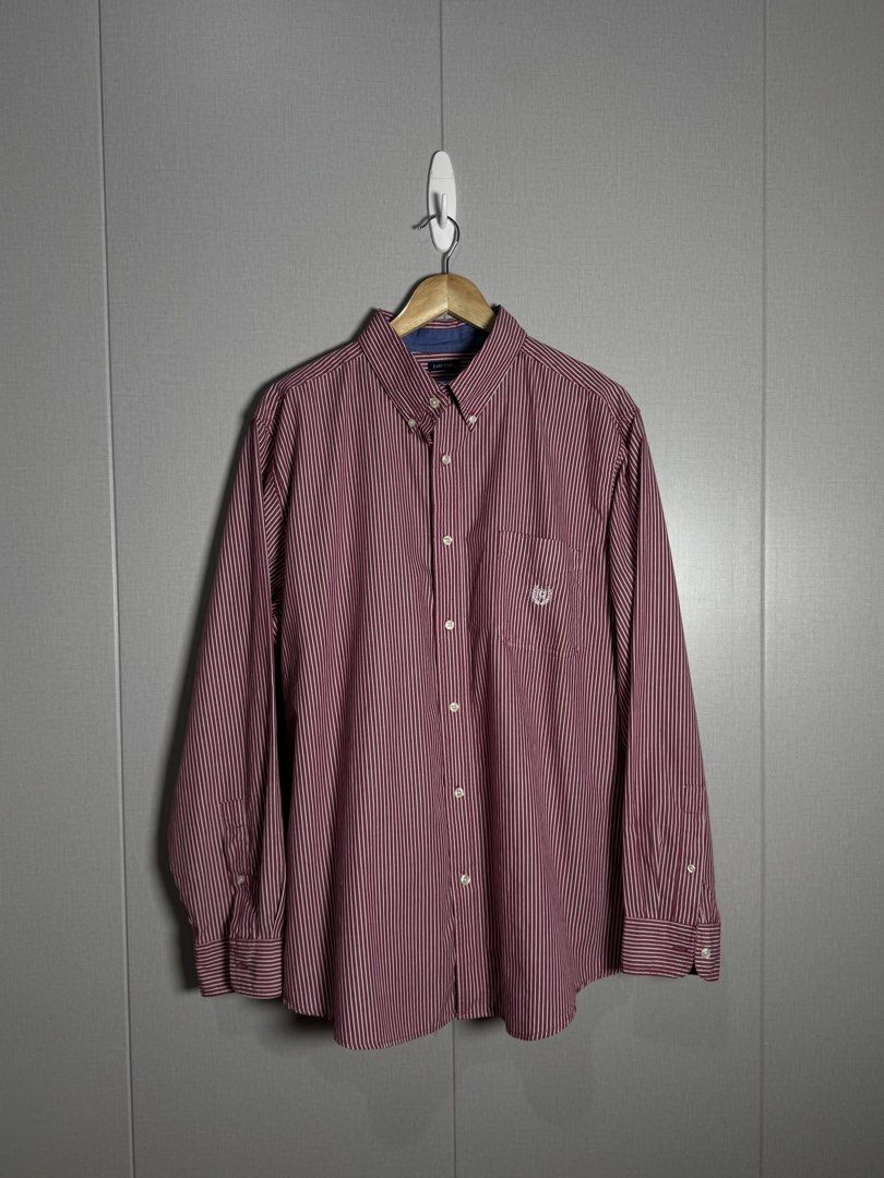 Chaps Red Stripes Longsleeves (Category: Formal Shirts) located in Quezon. Submitted by myardina (Listing ID 1435374860, Image 3). Description: - In a very good condition - Can fit Large to XL - Color rate 9/10 - Width 25 - Length 31 - +sf.