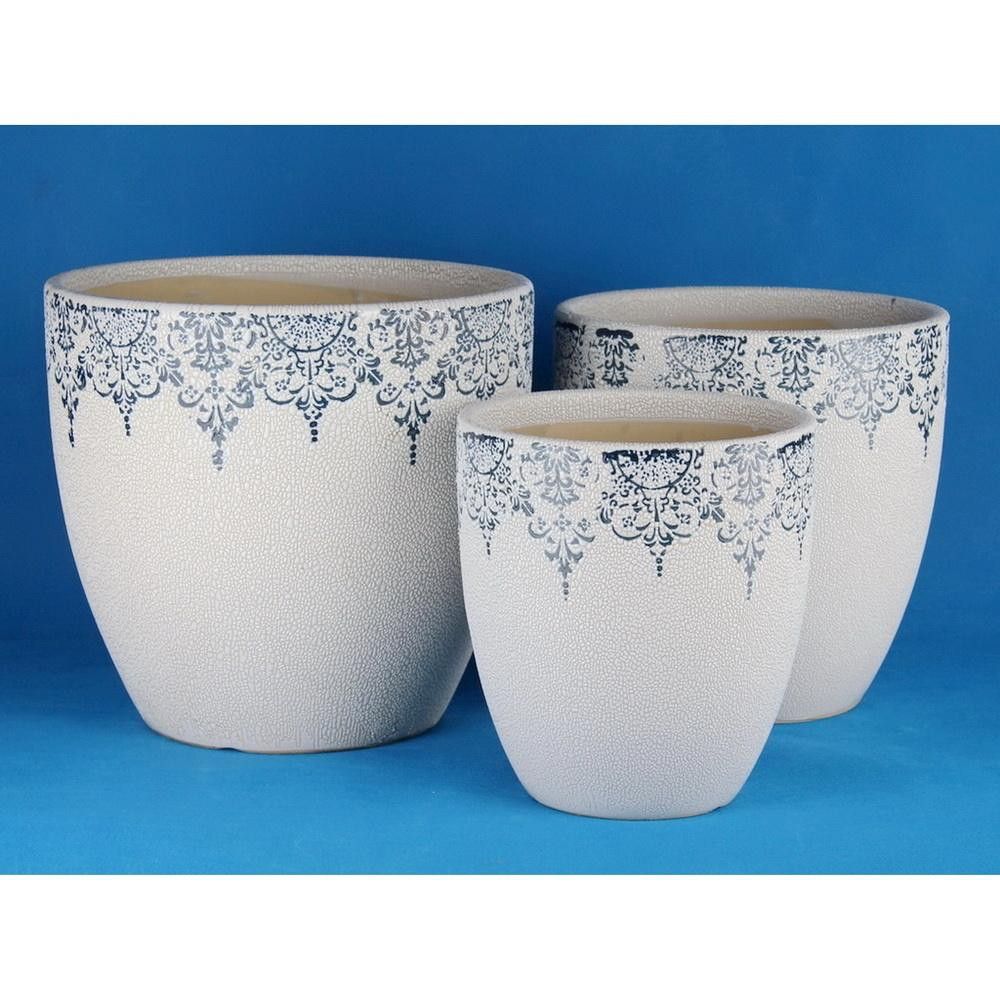 Decorative (large) Ceramic Plant Pots with Saucers & other pots