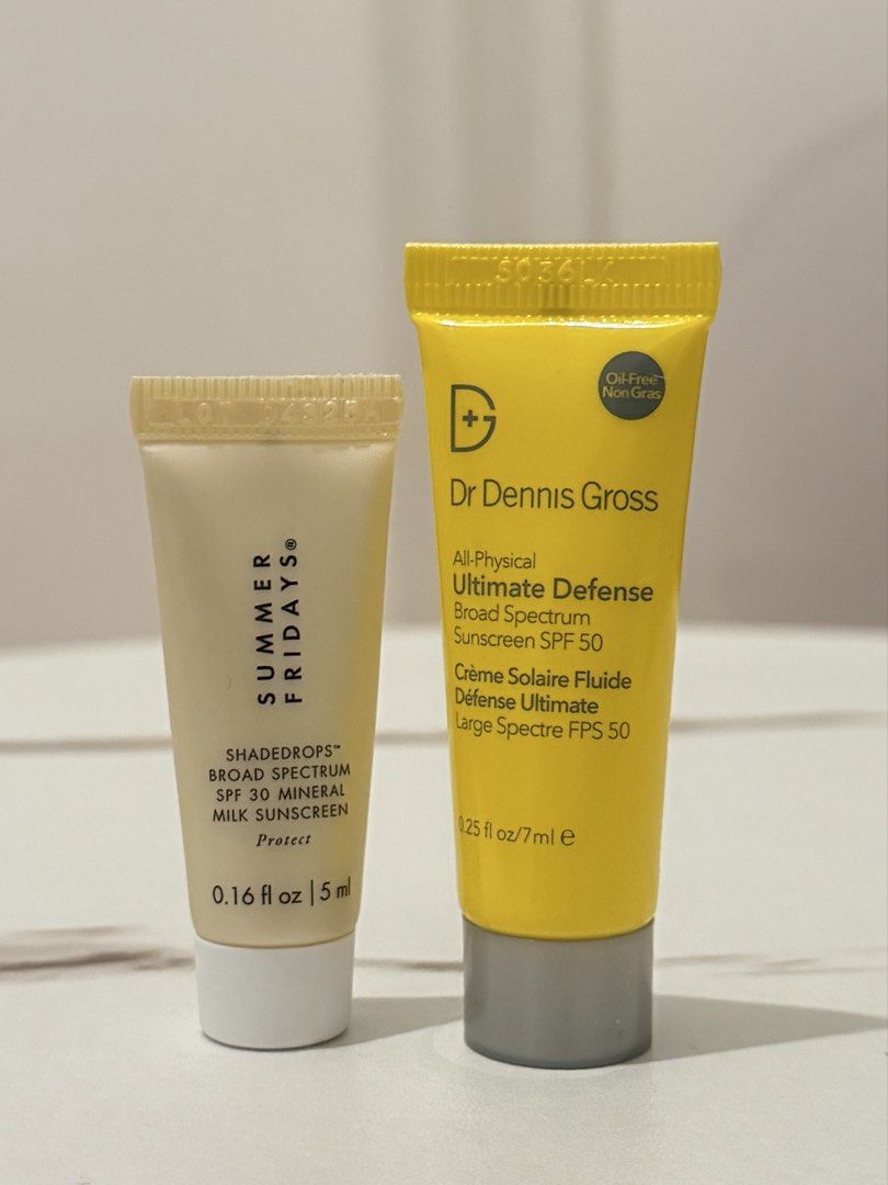 Dr Dennis Gross and summer Fridays sunscreen bundle (Category: Face Care) located in Quezon City. Submitted by quirksandcurls (Listing ID 1435477716, Image 1). Description: Summer Fridays shade drops broad spectrum 5ml Dr Dennis gross all physical ultimate defense broad spectrum sunscreen 7ml 300 each if sold separately .