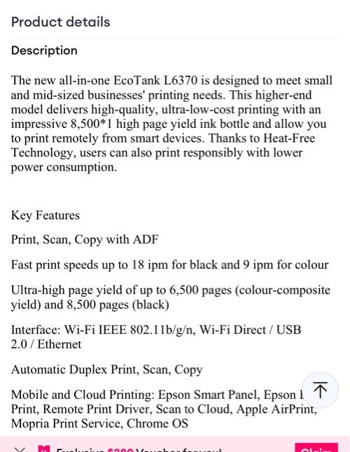 Epson EcoTank L6370 All-in-One Printer442009484127774723