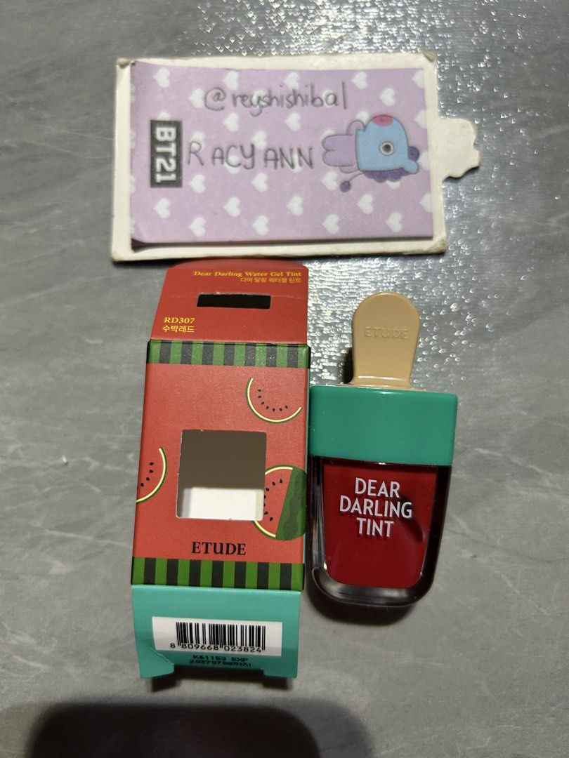 Etude house dear darling tint (Category: Makeup) located in Rizal. Submitted by reyshishibal (Listing ID 1435385818, Image 2). Description: SHADE: Rd307 - brandnew and never used - can send video condi - authentic official, scan the barcode to check authenticity - est sf if jnt: around 50 only ✅installment (original price+ 100) in 2 months.
