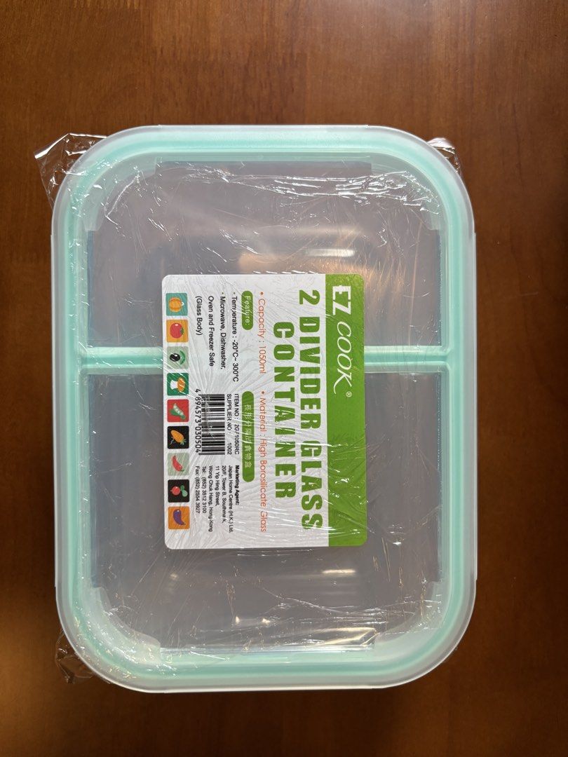 EZ Cook 2 Divider Glass Container