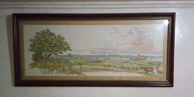 Farm Land Cross Stitch with Frame Wall Decor (Category: Frames & Pictures) located in Quezon City. Submitted by a-embee (Listing ID 1435480146, Image 1). Description: SIZE: 6 ft Length 71 inches Width 33 inches.