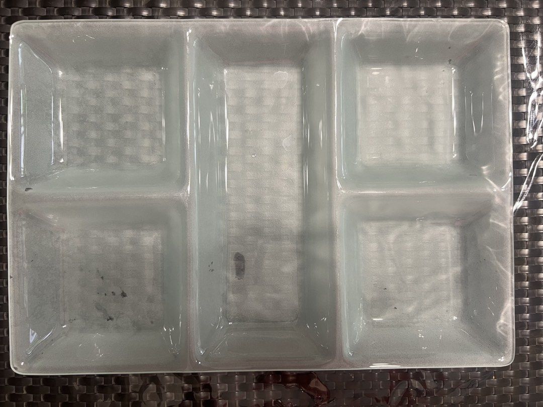 Frosted Glass Serving Dish with 5 Compartments