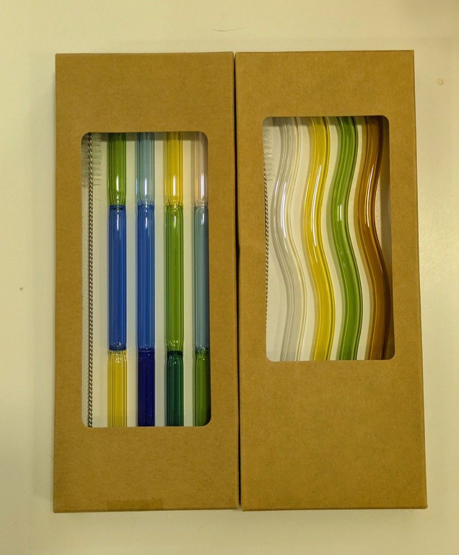 Glass Straws with Cleaning Brush - New
