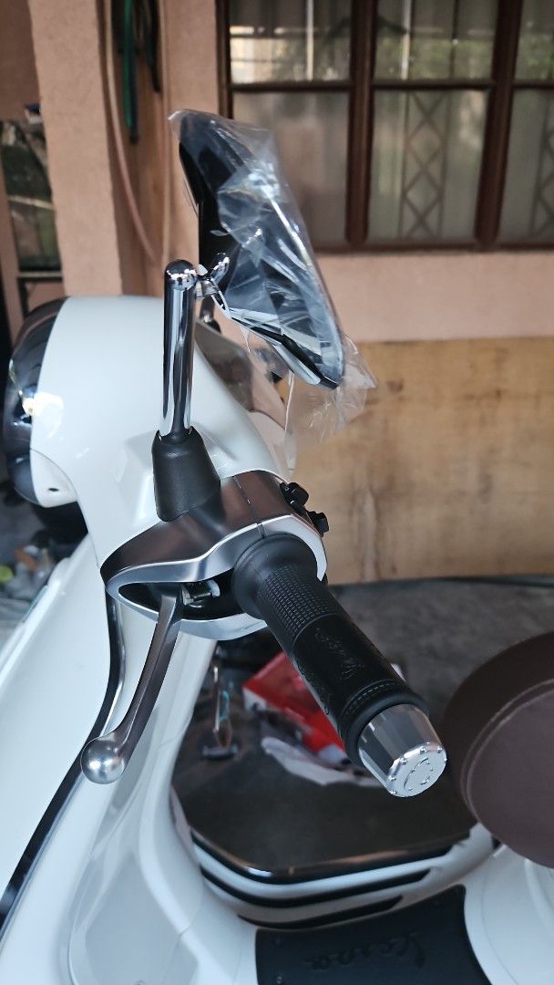 Vespa accessories (Category: Mirrors) located in Paranaque City. Submitted by p_a_t_r_i_c_k (Listing ID 1435466335, Image 2). Description: all came from my vespa primavera Highsider side mirrors bought 9k. selling for 4.8k only. neg.... ‐--------------- Tony scooter fork link cover got it fot 3.8k. selling for 1.8k only neg.... take both for 5k only.....
