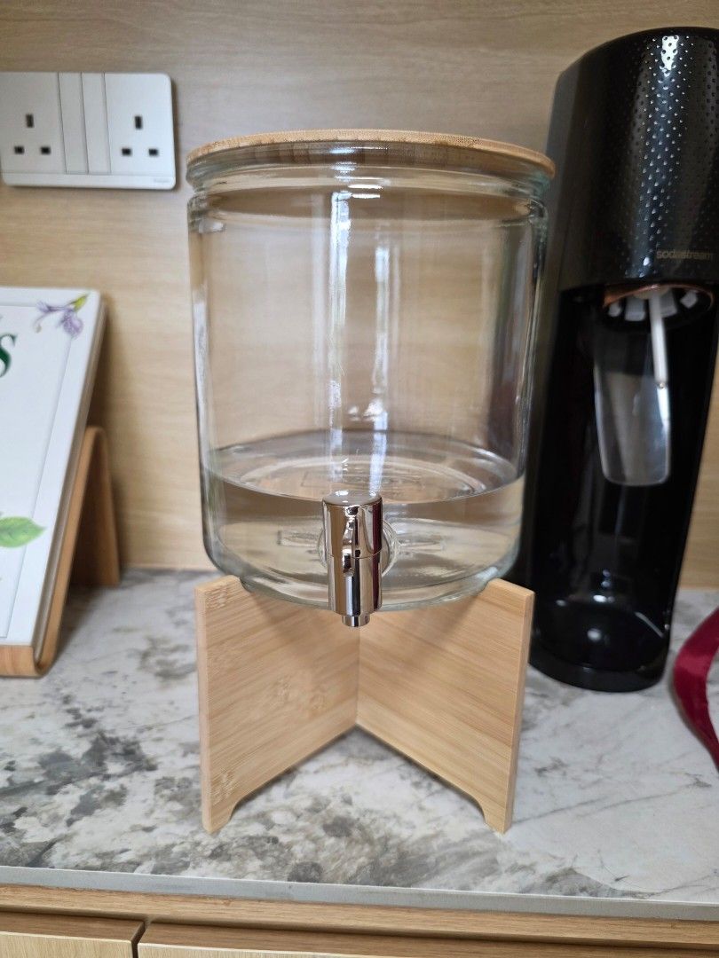 Ikea Glass Beverage Dispenser with Bamboo Stand