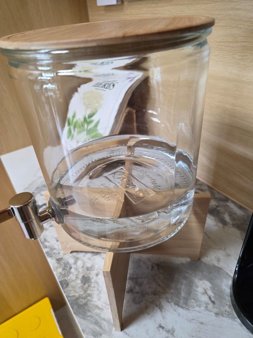 Ikea Glass Beverage Dispenser with Bamboo Stand441958114567792641