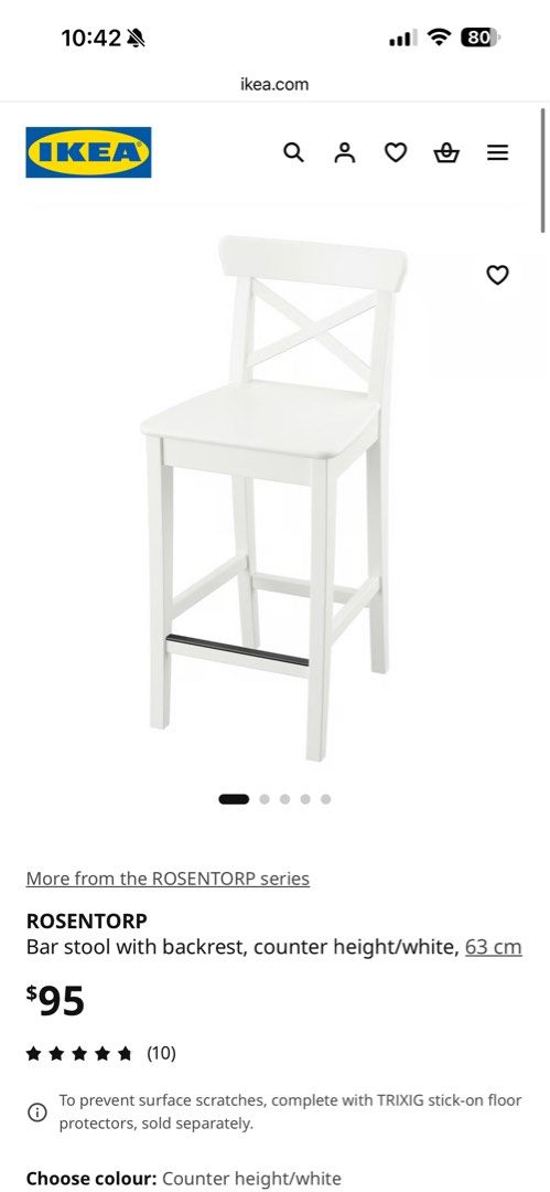 IKEA ROSENTORP Bar Stool - 2 piece