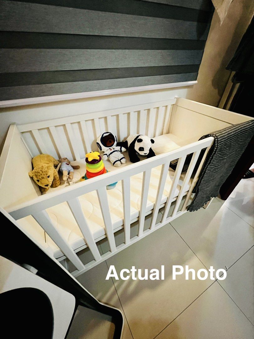 Ikea Sundvik Crib (Category: Cots & Cribs) located in Caloocan City. Submitted by migkyle.star (Listing ID 1435393541, Image 1). Description: ₱8,000 – IKEA SUNDVIK Convertible Baby Crib / Toddler Bed + Mattress + FREE Cover & Sheets Lightly used IKEA SUNDVIK crib (60×120 cm) in excellent condition. Our son preferred sleeping beside us, so this was barely used. Includes: * IKEA SUNDVIK convertible crib (adjustable height, converts to toddler bed) 
