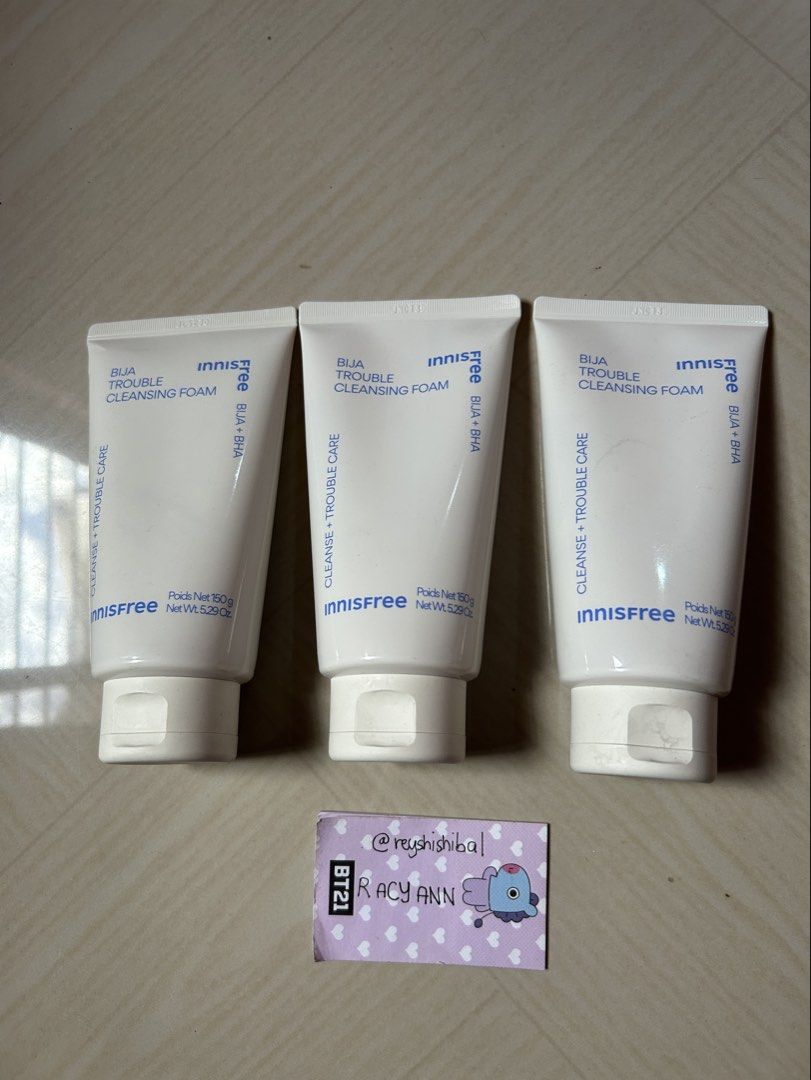 Innisfree BIJA TROUBLE CLEANSING FOAM (Category: Face Care) located in Rizal. Submitted by reyshishibal (Listing ID 1435404700, Image 1). Description: 150 grams -250 each - brandnew and sealed - can send video condi - authentic official, scan the barcode to check authenticity - est sf if jnt: around 50 only ✅installment (original price+ 100) in 2 months.