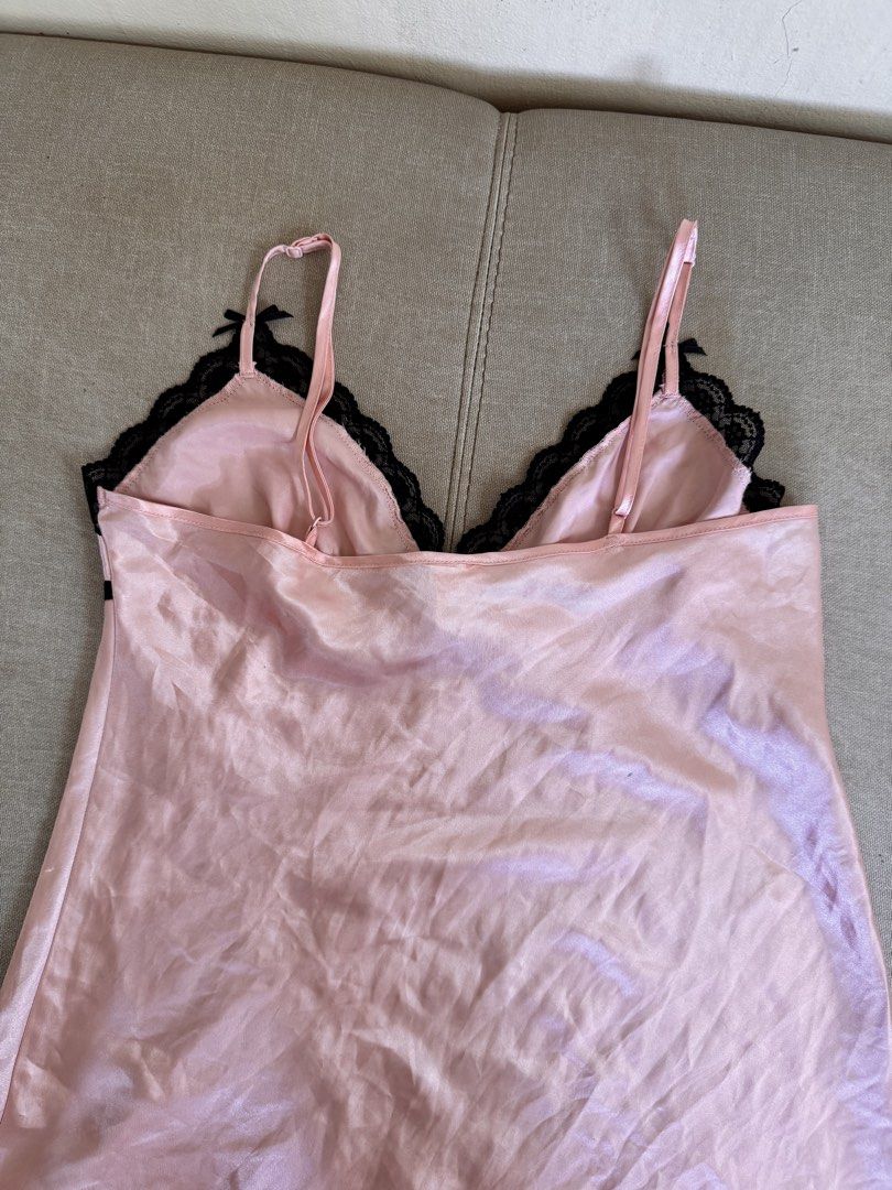 Lace Pink Satin Dress (Category: Undergarments & Loungewear) located in Santa Rosa. Submitted by aoki_11 (Listing ID 1435339897, Image 3). Description: - Loungewear dress - Comfortable fit - No defects - Worn once - Fits size S - M - Adjustable strap.