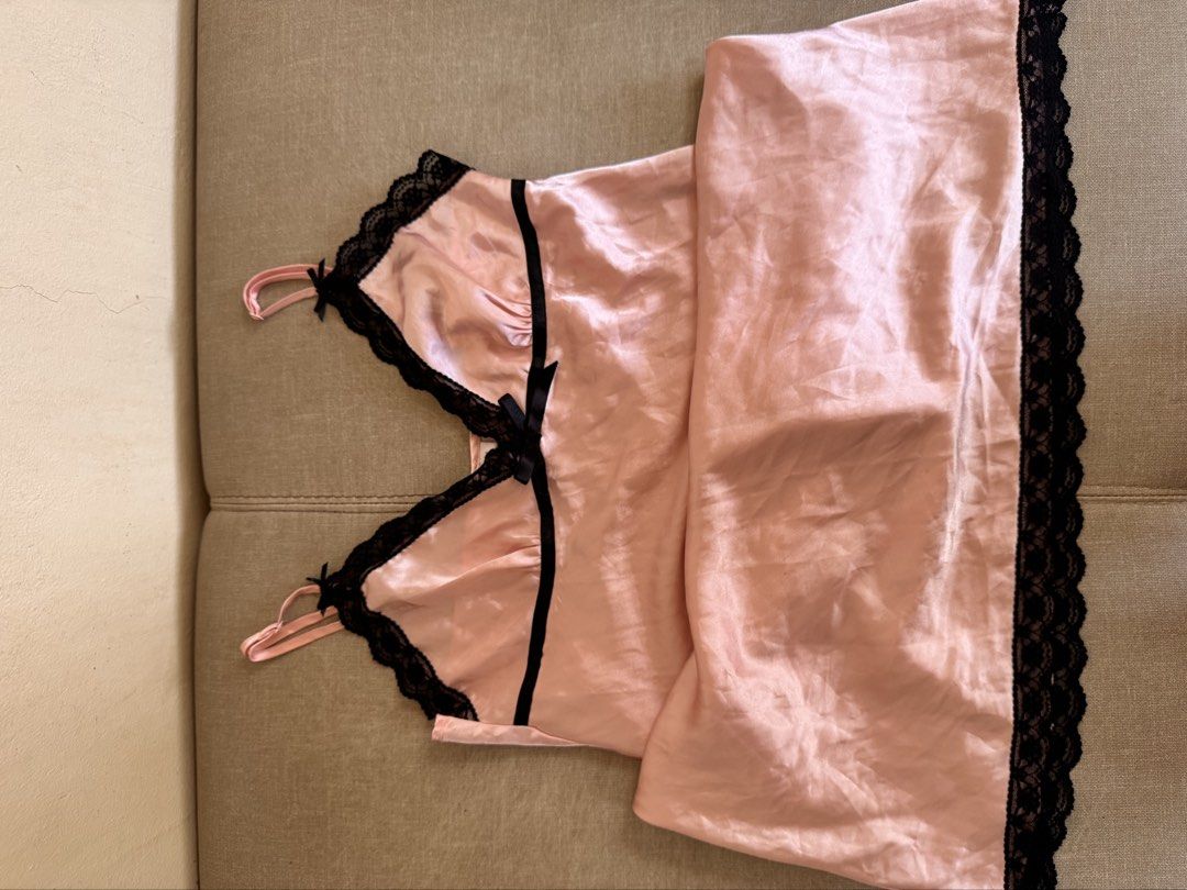 Lace Pink Satin Dress (Category: Undergarments & Loungewear) located in Santa Rosa. Submitted by aoki_11 (Listing ID 1435339897, Image 2). Description: - Loungewear dress - Comfortable fit - No defects - Worn once - Fits size S - M - Adjustable strap.