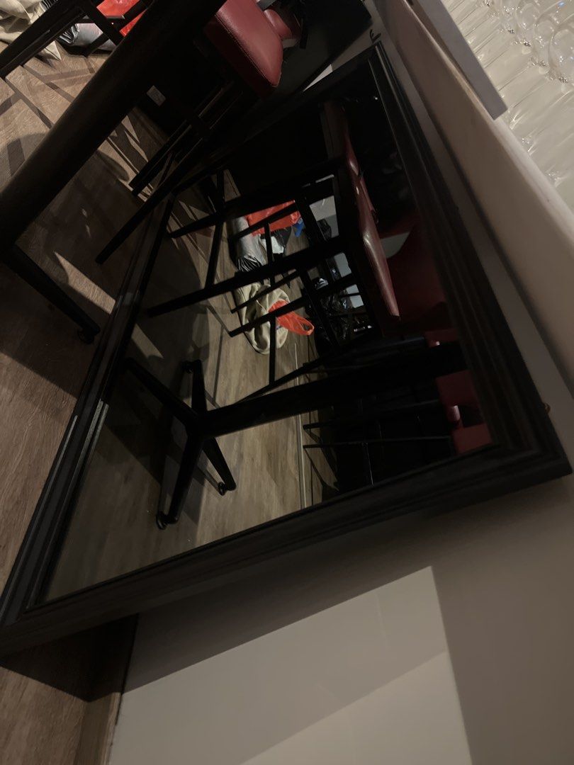Large Rectangular Mirror with Dark Frame