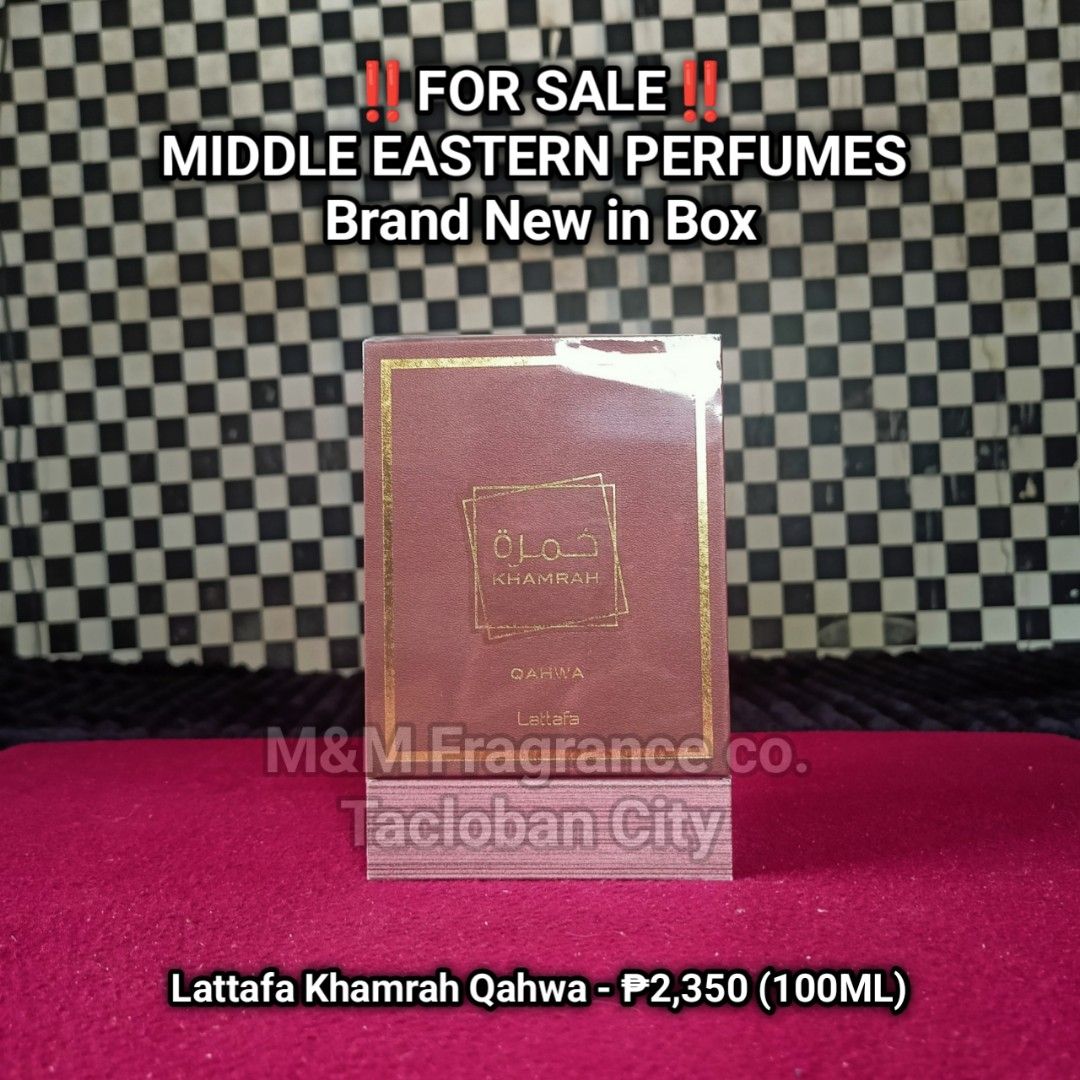 Lattafa Khamrah Qahwa Perfume 100ML (Category: Fragrance & Deodorants) located in Leyte. Submitted by m.mfragrance (Listing ID 1435489794, Image 1). Description: Middle Eastern perfume by Lattafa. The product is Khamrah Qahwa, and it comes in a 100ML bottle. The item is new and in its original box. Perfect for those who enjoy unique and luxurious fragrances. The product is from M&M Fragrance co. in Tacloban City..