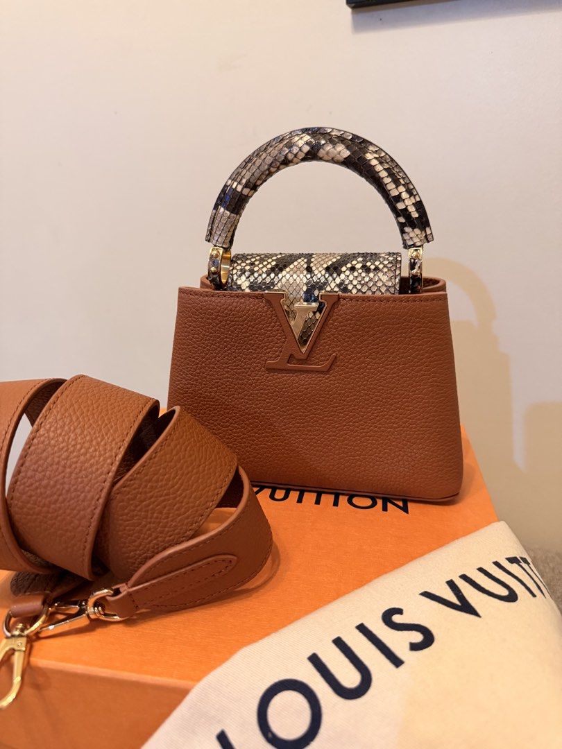 Louis Vuitton Capuccine Python Handle (Category: Luxury Bags & Wallets) located in Taguig. Submitted by rammia (Listing ID 1435349214, Image 1). Description: LV Capuccine Mini Complete Inclusion Box - Dustbag - Receipt -Python Certificate Bought from Roma .