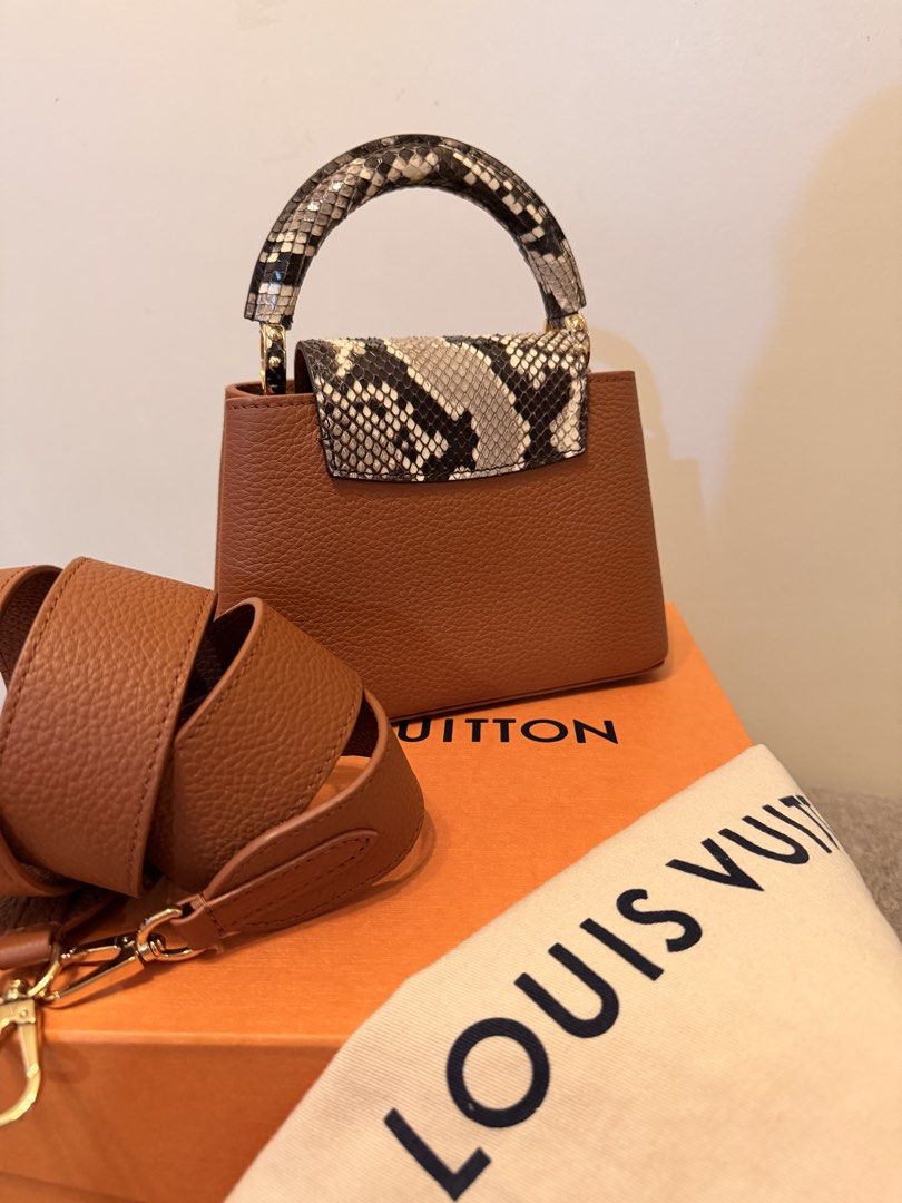 Louis Vuitton Capuccine Python Handle (Category: Luxury Bags & Wallets) located in Taguig. Submitted by rammia (Listing ID 1435349214, Image 3). Description: LV Capuccine Mini Complete Inclusion Box - Dustbag - Receipt -Python Certificate Bought from Roma .