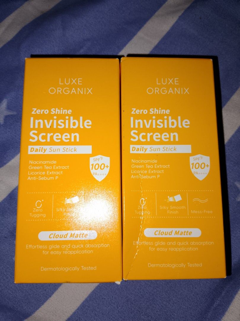 Luxe Organix Zero Shine Invisible Screen Daily Sun Stick (Category: Face Care) located in Batangas. Submitted by agfdc (Listing ID 1435482049, Image 1). Description: (2 pcs avail) Luxe Organix Zero Shine Invisible Screen Sun Stick Brandnew but unsealead. Sulit na sulit dito kasi ang daming laman legit hahahaha. Mahal nito sa orange app uyy! Yes, legit and orig sya. No to fake tayo girlies Pm lang if may katanungan. Willing din magsend ng ids :)).