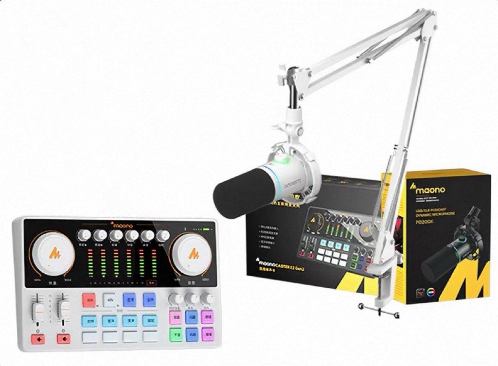Maono Podcast Microphone Set with Mixer and Boom Arm