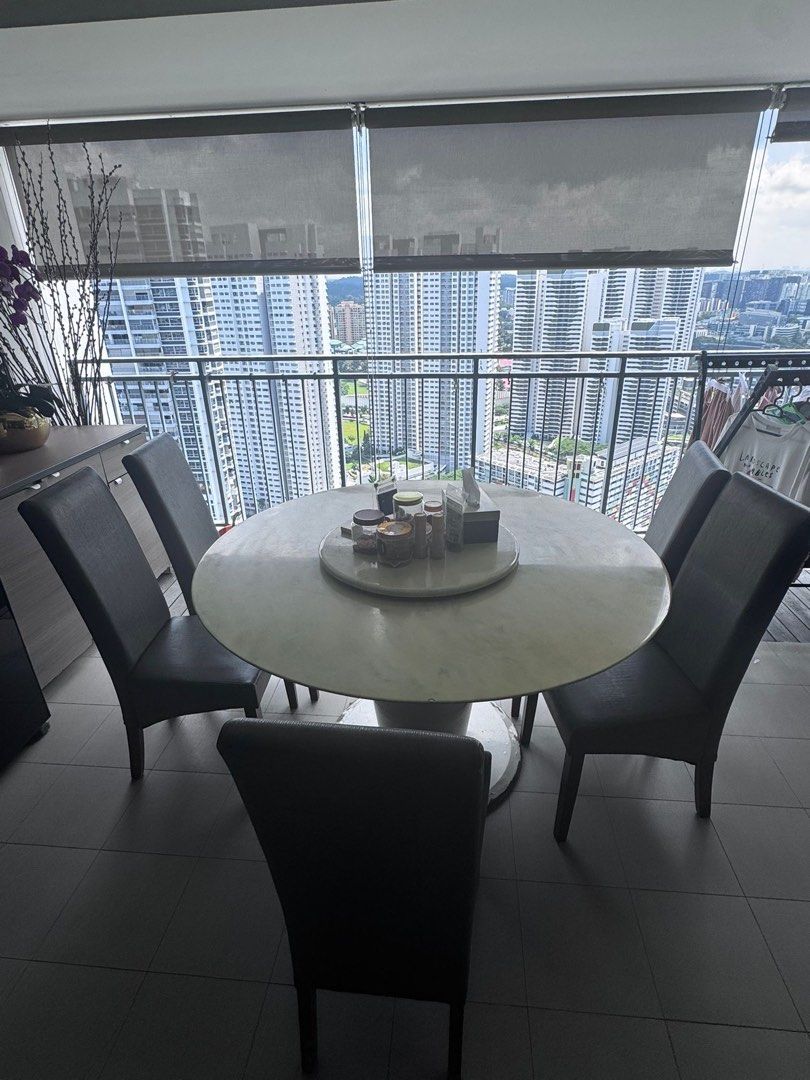 Marble Dining Table with 6 Chairs
