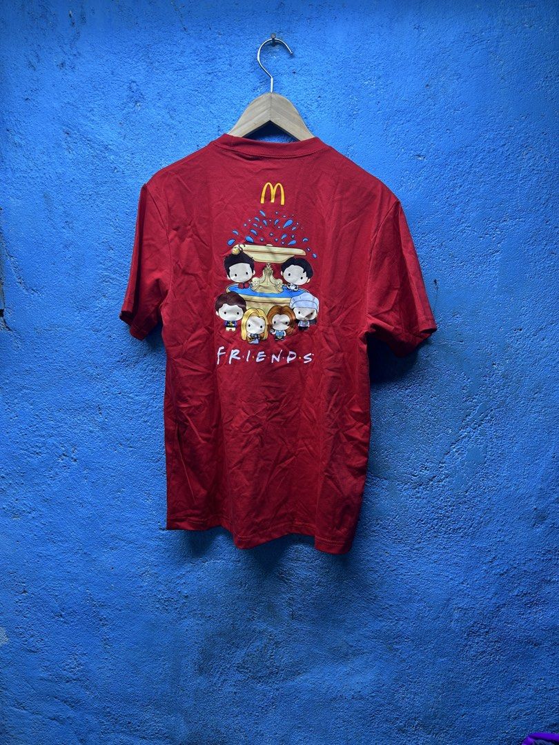 McDonald's Friends T-shirt - Medium (Category: Tshirts & Polo Shirts ) located in Quezon City. Submitted by thriftxgoods (Listing ID 1435493659, Image 3). Description: - McDonald's & Friends design - Features McDonald's logo and "FRIENDS" on the front - Friends characters graphic on the back - Size: Medium - Made in the Philippines - Material: 59% cotton, 41% polyester.