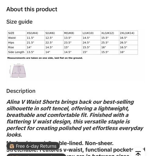 Mikayla (Bare/ Tencel) Alina V Waist shorts in Black sizeX S (Category: Shorts) located in Singapore. Submitted by its_sh (Listing ID 1435472221, Image 2). Description: Brand new w tag, size S sold .