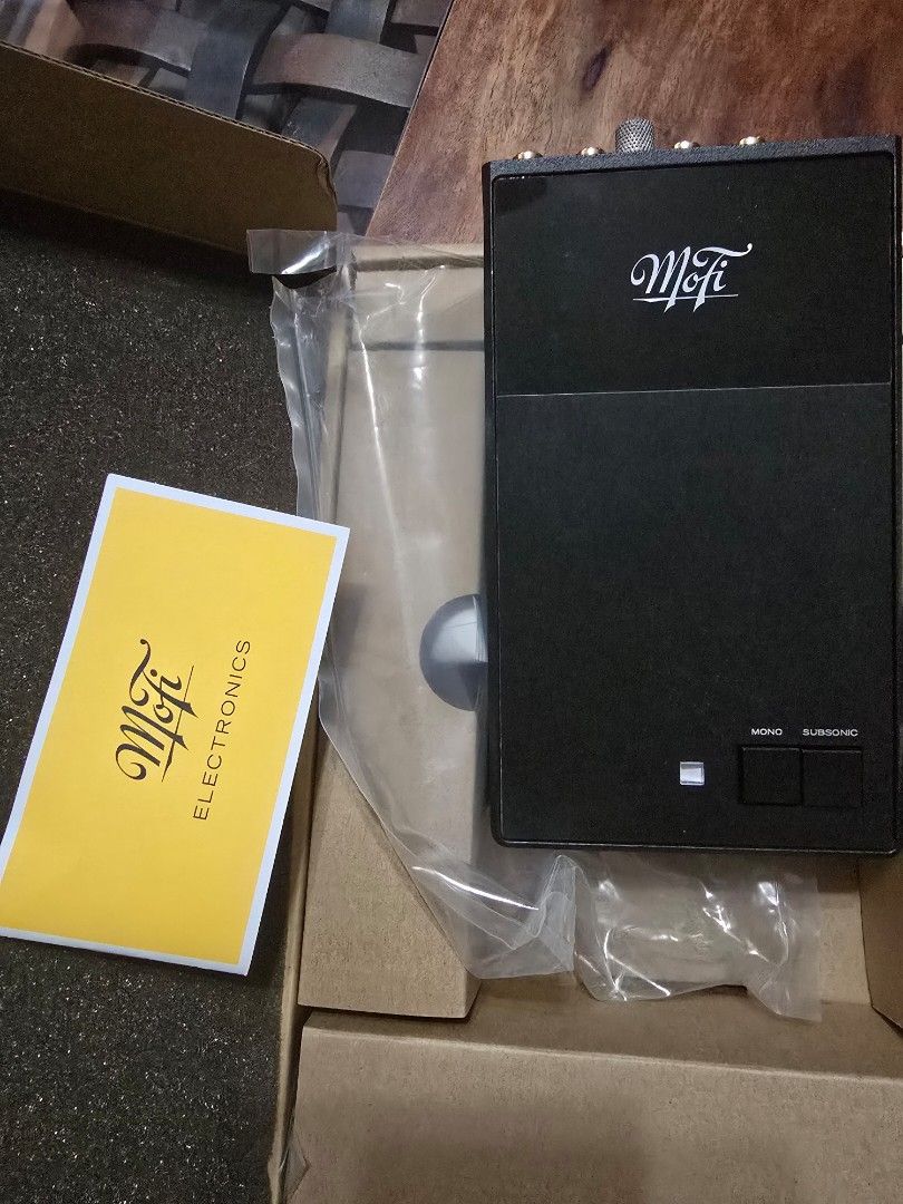 Mofi Studio phono MM/MC Phono preamp (Category: Soundbars, Speakers & Amplifiers) located in Cainta. Submitted by jol2024 (Listing ID 1435380338, Image 3). Description: - Mofi Studio phono preamp - Supports MM/MC cartridges - Stylish black design - Comes with original box - Ready for immediate use.
