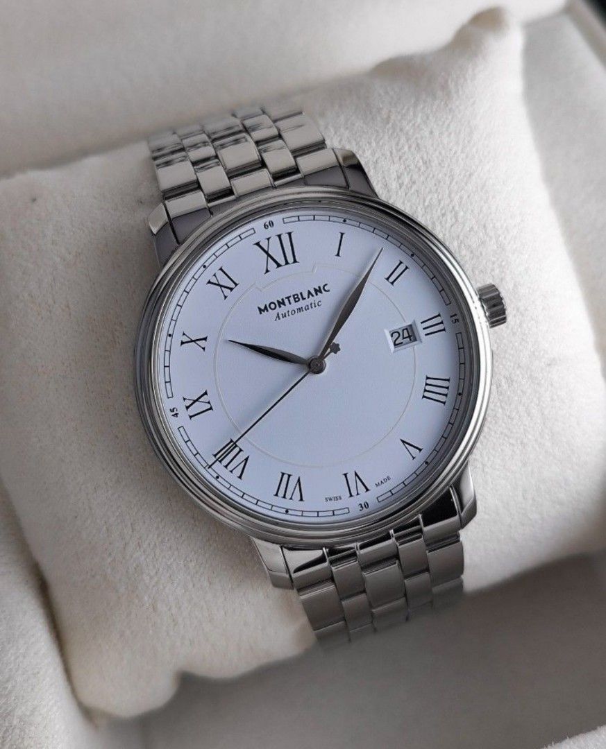 Original Mont Blanc Tradition Date 40mm (Category: Luxury Watches) located in San Juan City. Submitted by exclusivelyours (Listing ID 1435506264, Image 1). Description: Mont Blanc Tradition Date 40mm Ref 7334 Circa 2020 Automatic 9/10 condition Inclusions: watch, original bracelet fit to approx 7.5" wrist, Mont Blanc orig box and watch case *photo reference on 6.5" wrist *srp is 150k+.
