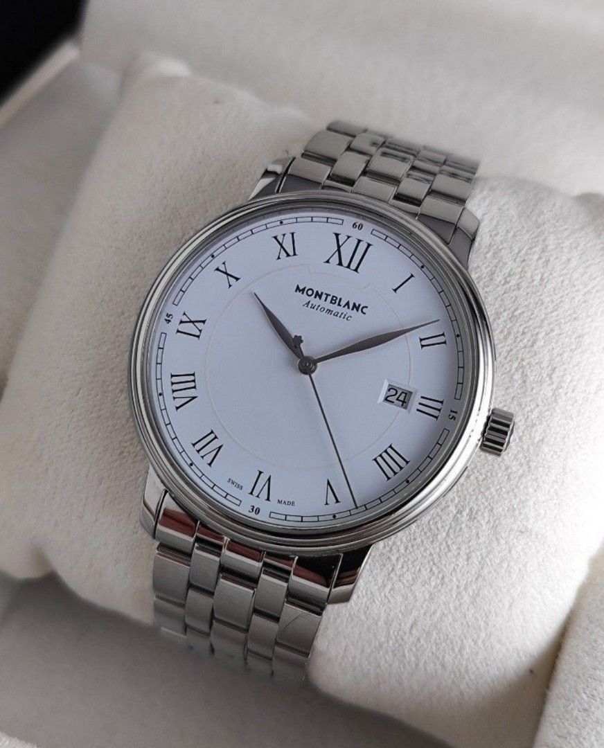 Original Mont Blanc Tradition Date 40mm (Category: Luxury Watches) located in San Juan City. Submitted by exclusivelyours (Listing ID 1435506264, Image 3). Description: Mont Blanc Tradition Date 40mm Ref 7334 Circa 2020 Automatic 9/10 condition Inclusions: watch, original bracelet fit to approx 7.5" wrist, Mont Blanc orig box and watch case *photo reference on 6.5" wrist *srp is 150k+.