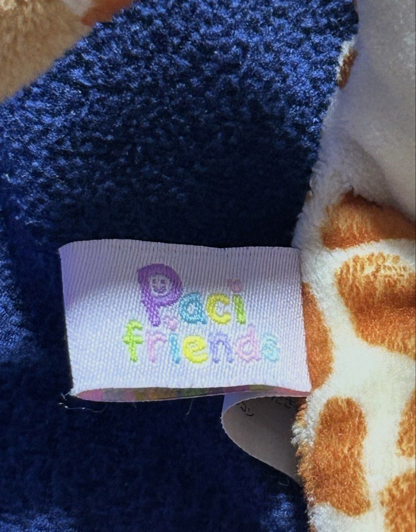 Pacifriends Giraffe Pacifier Holder (Category: Soothers & Pacifiers) located in Angeles City. Submitted by zyeplustradings (Listing ID 1435337706, Image 2). Description: Pacifriends Giraffe Pacifier Holder This specialized plush is designed to attach to most common pacifiers via the clear plastic loop on its head, making it easier for babies to find and hold their pacifier while providing a soft companion..