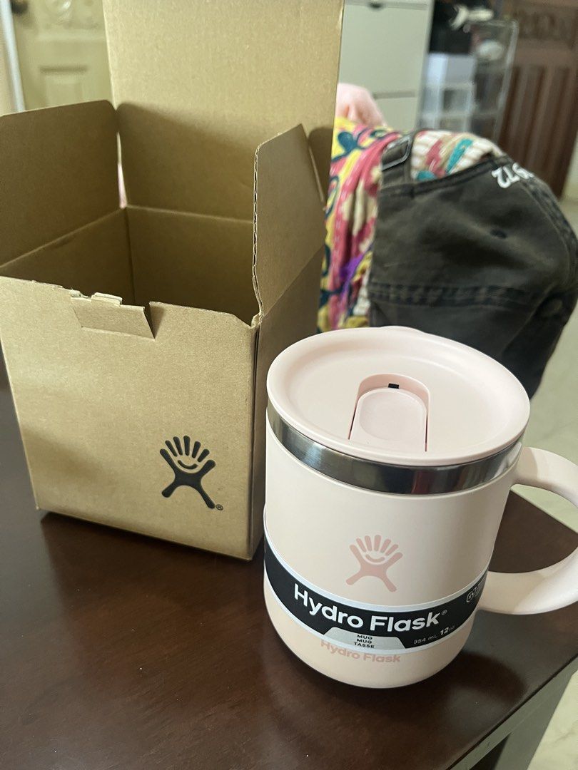Pink Hydro Flask 12oz Mug (Category: Water Bottles & Tumblers) located in San Juan City. Submitted by mnatividad (Listing ID 1435411431, Image 1). Description: - Hydro Flask 12oz coffee mug - pink - Durable stainless steel interior - Comes with lid and handle - Includes box - Original price: ₱1,890.00.