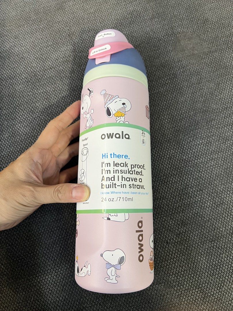 Owala Pink Snoopy with Blue Cap - FreeSip Water Bottle - 24oz/710ml442307708935874562