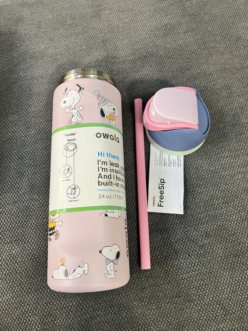 Owala Pink Snoopy with Blue Cap - FreeSip Water Bottle - 24oz/710ml442307708935874566