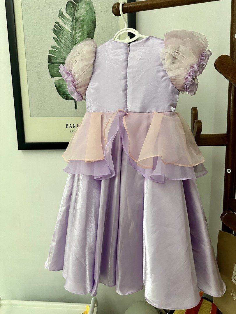 strapless open back dress Disney Princess Toddler Girl Rapunzel Long Sleeve Mesh Splice Dress Pu