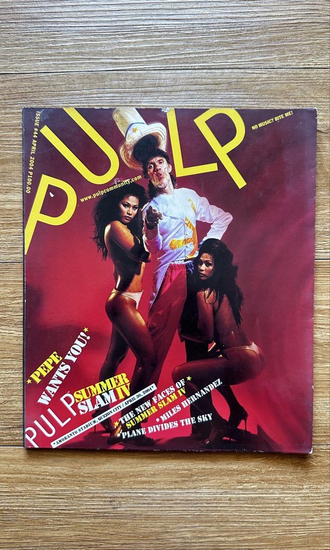 Pulp Magazine Issue 44 April 2004 (Category: Magazines) located in Paranaque City. Submitted by safedolphin.dc2bd2 (Listing ID 1435433399, Image 1). Description: - Pulp Magazine Issue 44 from April 2004 featuring Pepe Smith as the cover. - This issue includes articles and features about Pepe Smith, Summer Slam 4 and Plane Divides The Sky - Kept with care, mag still looks good - From personal collection - WYSIWYG - Kindly manage your expectations 