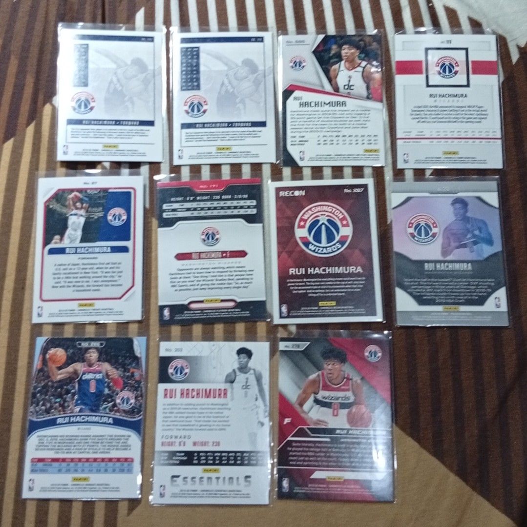 Rui Hachimura Rookie Cards Lot (Category: Raw Singles) located in Manila. Submitted by back_to_the_thrift (Listing ID 1435461115, Image 2). Description: - Rui Hachimura basketball card collection. - Features cards of Rui Hachimura in his Washington Wizards Rookie year - Cards from various Panini sets. - Includes cards in protective sleeves. - Showcases different action shots and designs..
