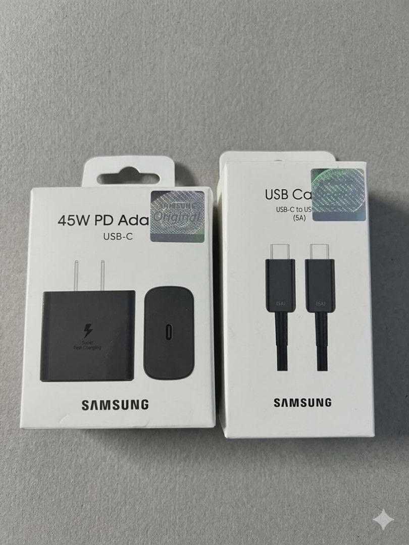 Samsung 45W PD Adapter and USB-C Cable (Category: Chargers & Cables) located in Manila. Submitted by onlineshopping22 (Listing ID 1435339054, Image 1). Description: Samsung 45W PD Fast Charger ⚡ ✔ 45W USB-C Adapter ✔ USB-C to USB-C Cable (5A) ✔ Super Fast Charging ✔ Authentic ✔ Ready To use 📩 PM for orders!.