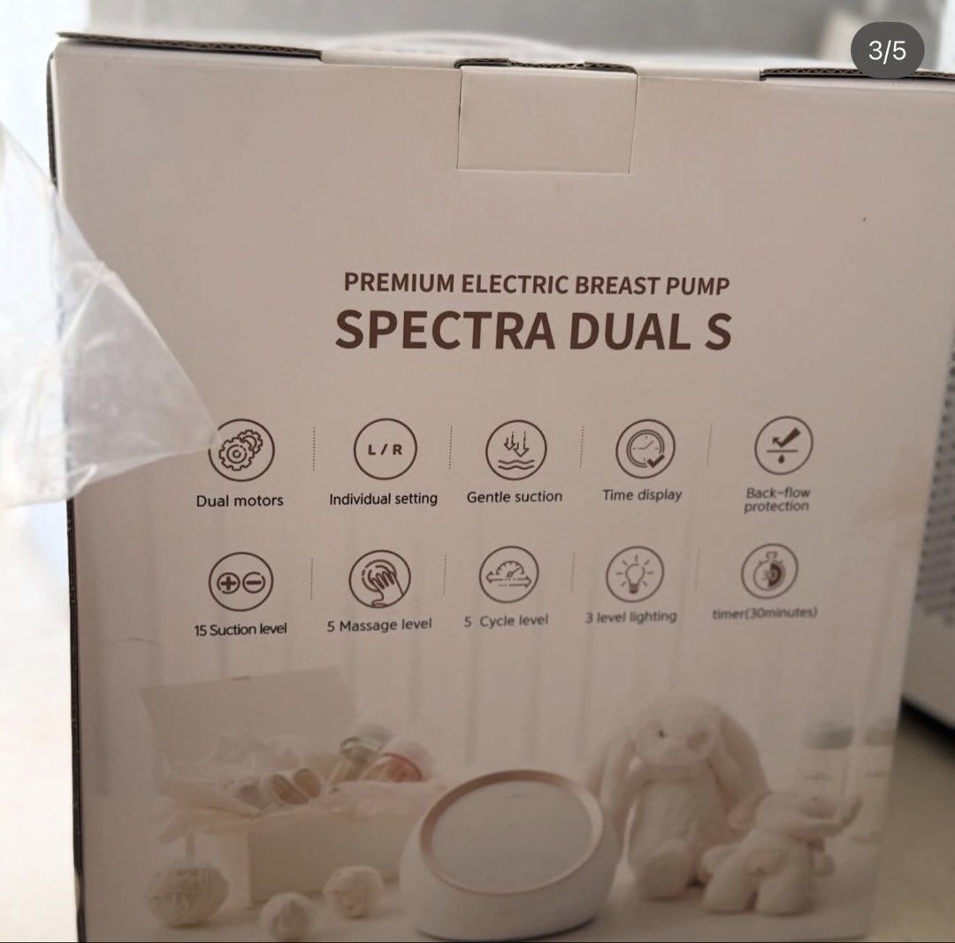 Spectra Dual S Premium Electric Breast Pump (Category: Breastfeeding & Bottle Feeding) located in San Juan City. Submitted by tinywaddles (Listing ID 1435338468, Image 3). Description: Spectra Dual S Original price Php 17,000+ Horigen flange set (2 pairs • 21mm & 24mm) — Bec the spectra ones are matigas / masakit daw! But haven’t tried hehe Original price Php 1,100 each ❗️BRAND NEW (Spectra opened just to test if working. Flange sets all sealed) 