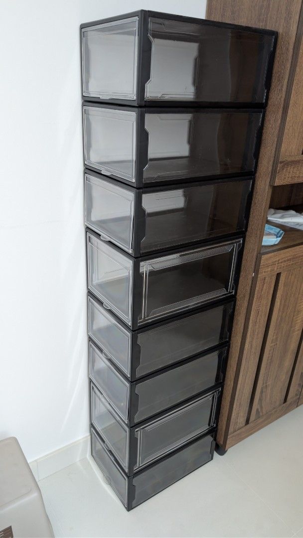 Stackable Shoe Storage Box - Black442065926184642563