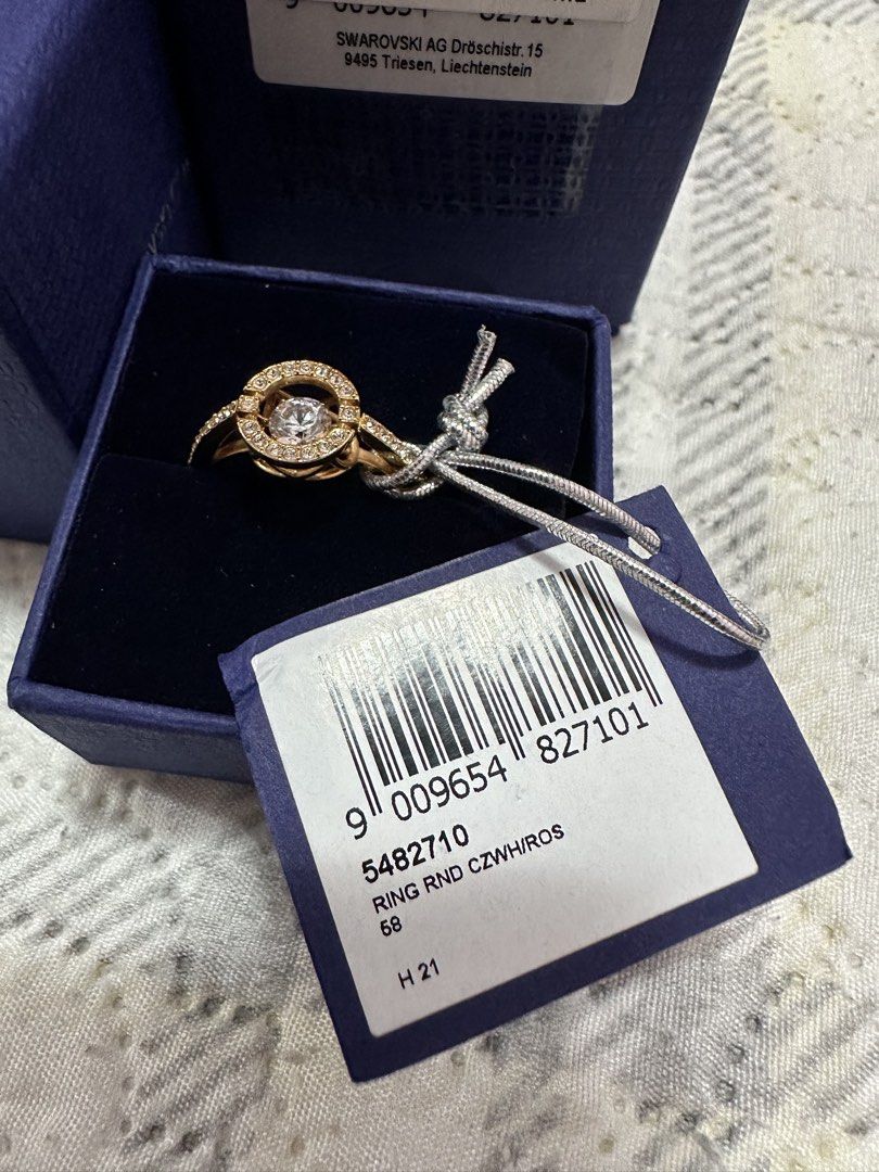 Swarovski Ring RND CZW/ROS 58 (Category: Rings) located in Pasig City. Submitted by sandy120913 (Listing ID 1435419975, Image 2). Description: - Genuine Swarovski ring - Rose Gold in color - Ring size: 58 - Features a clear, round center crystal - Surrounded by smaller crystals - Comes with original box and tag.
