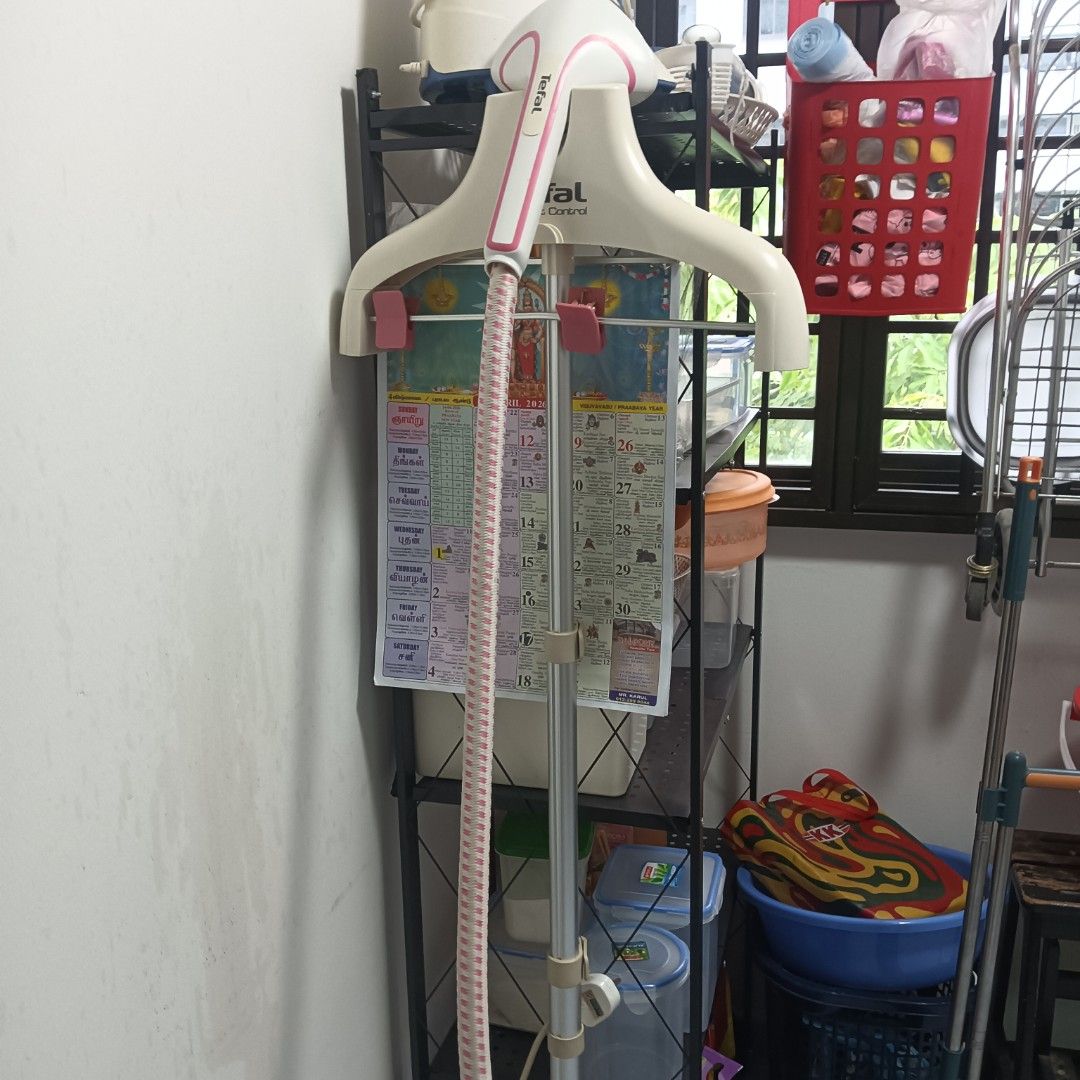 Tefal Garment Steamer (Category: Irons & Steamers) located in Singapore. Submitted by noblelion-3f98 (Listing ID 1435398921, Image 2). Description: - Tefal garment steamer - In good working condition - Includes hanger and hose - Ready to use - Removes wrinkles quickly and easily - Perfect for home use.