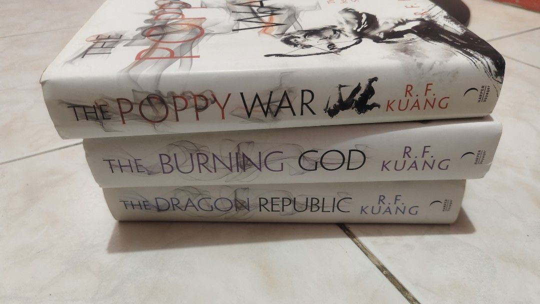 The Poppy War Trilogy (Category: Storybooks) located in Rizal. Submitted by lbrbls (Listing ID 1435419043, Image 2). Description: RUSH SALE!! The Poppy War Trilogy - tanned and yellowing edges - the poppy war is a remaindered copy - LAST PRICE POSTED MOP: Maya/Metrobank/BDO/Maribank MOD: J&T/SDD (you will book) Meet-ups: Around Montalban Rizal.