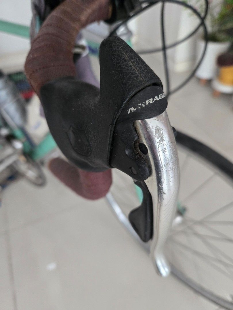 Vintage Bianchi Road Bike (Category: Bicycles) located in Cavite. Submitted by pedor2 (Listing ID 1435343085, Image 3). Description: - Classic road bike with orig celeste green paint. - campagnolo mirage groupset - bianchi rims -Campagnolo toe cage - Brooks saddle - orig campagnolo water bottle - Ditto drop bar with Brooks tape.