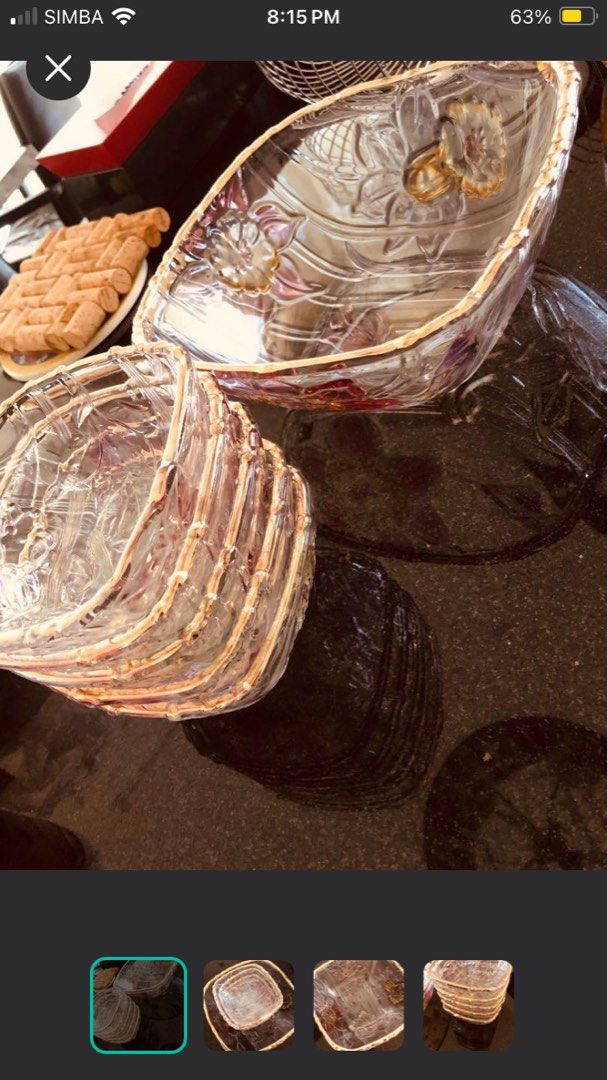 Vintage Glass Orchid Design Serving Dish Set with Gold Trim
