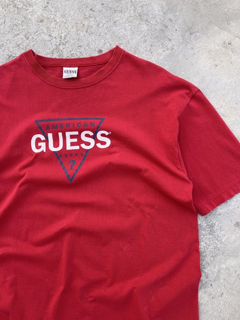 Vintage Guess Boxy tee shirt (Category: Tshirts & Polo Shirts ) located in Santa Rosa. Submitted by arvintage.ph (Listing ID 1435342911, Image 3). Description: Tagged: One Size Fits All on tag, fits Medium Width 22” | Length 27.5” Condition: Great Issue(s): Minimal crackprint.