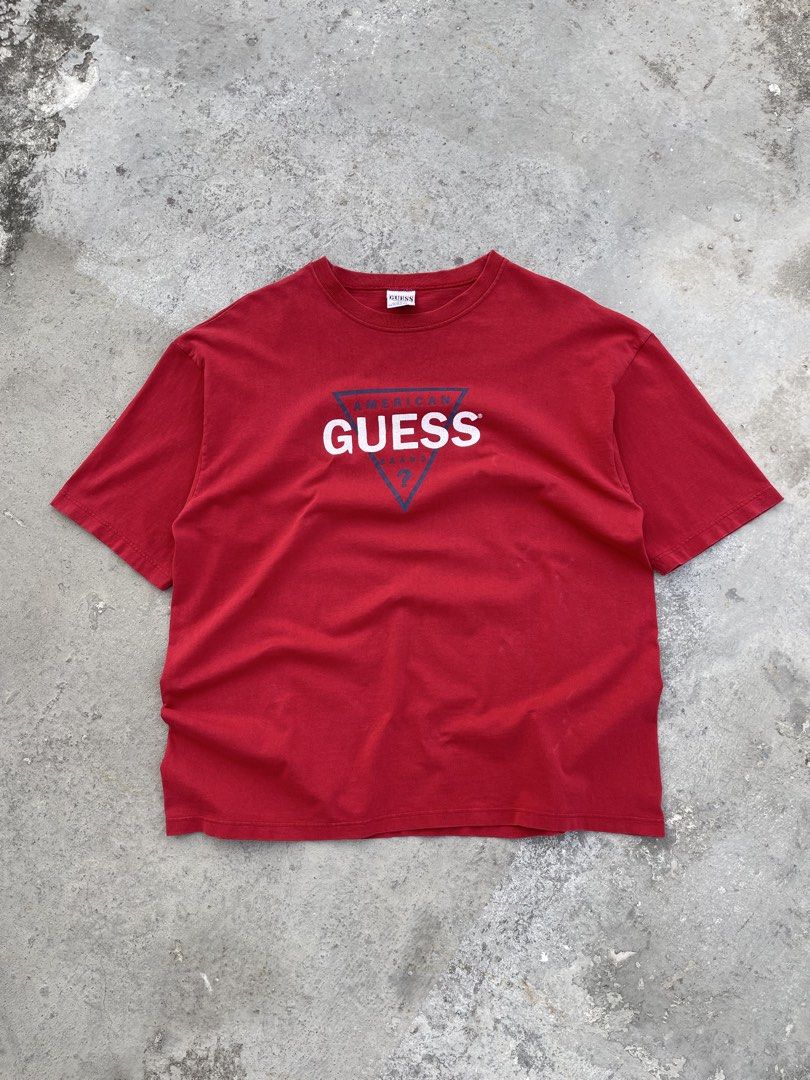 Vintage Guess Boxy tee shirt (Category: Tshirts & Polo Shirts ) located in Santa Rosa. Submitted by arvintage.ph (Listing ID 1435342911, Image 2). Description: Tagged: One Size Fits All on tag, fits Medium Width 22” | Length 27.5” Condition: Great Issue(s): Minimal crackprint.