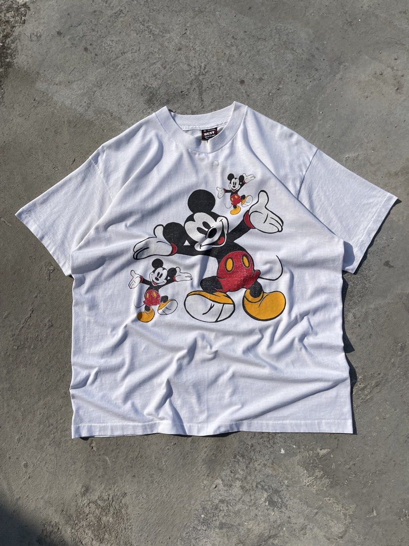 Vintage Mickey Mouse tee shirt (Category: Tshirts & Polo Shirts ) located in Santa Rosa. Submitted by arvintage.ph (Listing ID 1435348699, Image 2). Description: Tagged: XL on tag Width 23” | Length 29.5” Condition: Vintage. Single stitched Issue(s): Crackprint & holes.