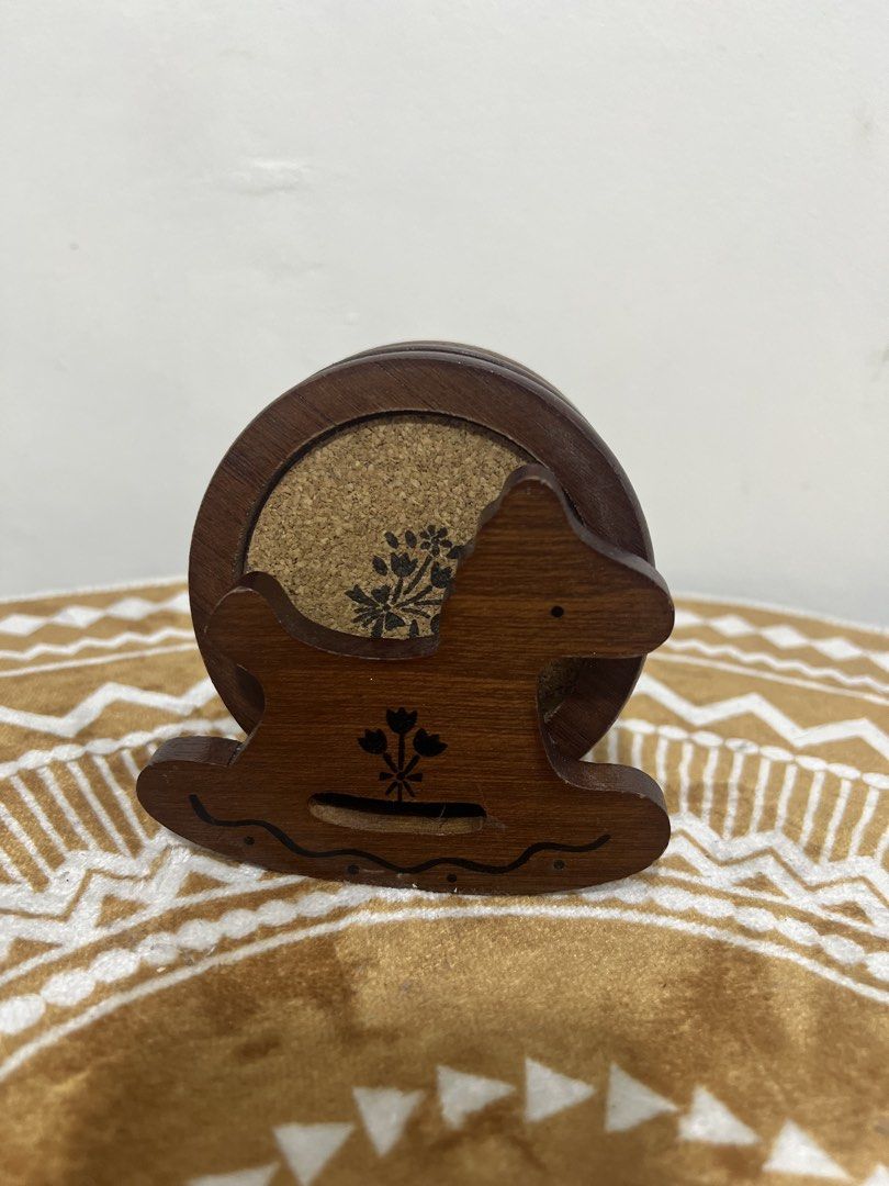 Vintage rattan cork coaster set (Category: Coffee & Tea Tableware) located in Cavite. Submitted by wishie_collects (Listing ID 1435470922, Image 1). Description: Vintage rattan cork coasters Set of 5 Few scratches sa back part ng coasters.