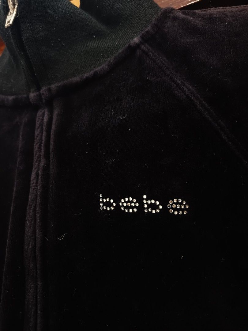 Vintage Y2K Bebe Velvet Track Jacket (Category: Longsleeves) located in Dagupan City. Submitted by plugofallthreads (Listing ID 1435511529, Image 2). Description: Vintage Y2K Bebe Velvet Track Jacket Size: Women's Med to Large Width: 19 inches Length: 21.5 inches Php 500 plus sf only..