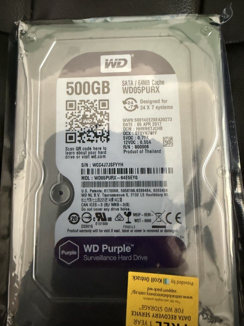 WD Purple 500GB Surveillance Hard Drive